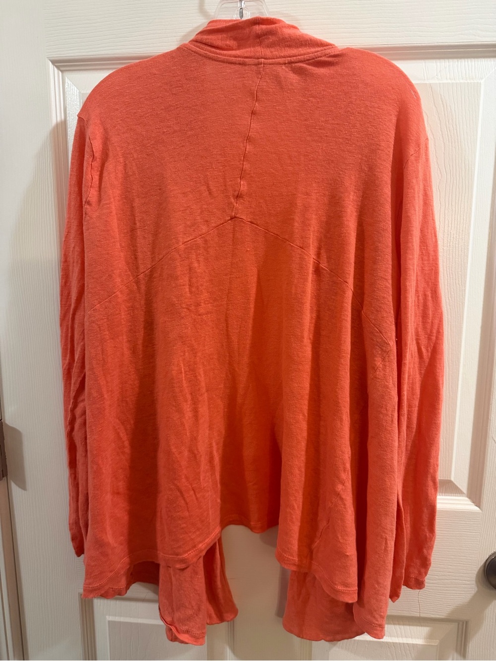 J. Jill Open Front Linen Cardigan in Coral Orange - Picture 4 of 4